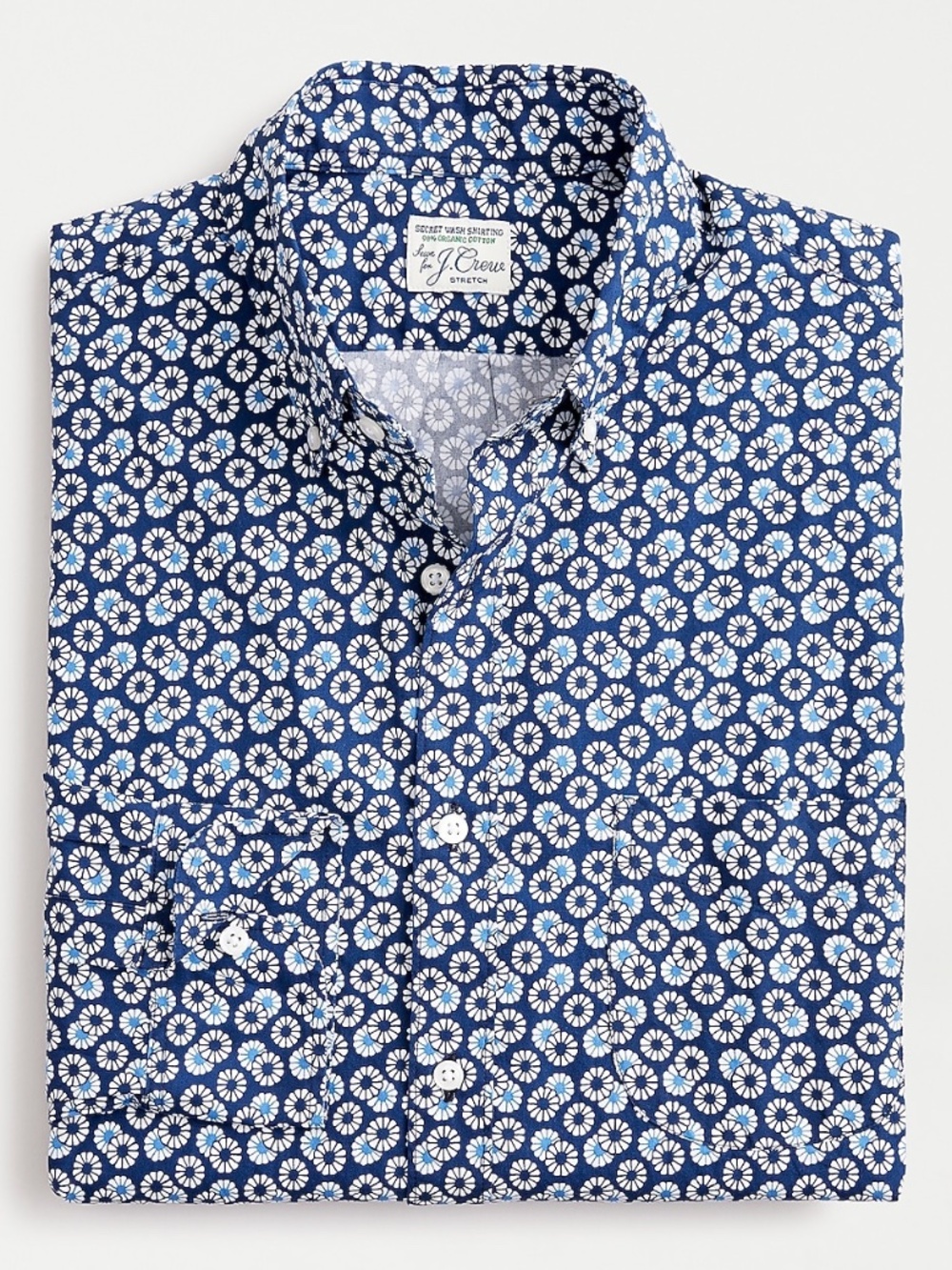 J. Crew Stretch Secret Wash Button Down Shirt in Floral Print Organic Cotton